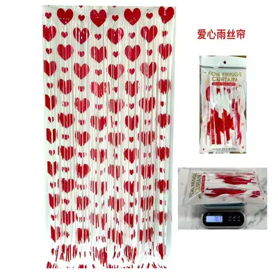 Valentine's Day Square Rain Curtain Red Love Heart Romantic Party Decoration
