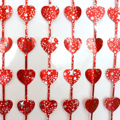 Valentine's Day Square Rain Curtain Red Love Heart Romantic Party Decoration