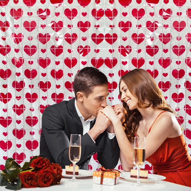 Valentine's Day Square Rain Curtain Red Love Heart Romantic Party Decoration