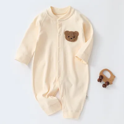 Kids Baby Fashion Cute Printed Long-Sleeve Cotton Jumpsuit Neutral Single-Breasted