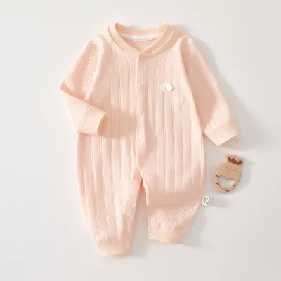 Kids Baby Fashion Cute Printed Long-Sleeve Cotton Jumpsuit Neutral Single-Breasted