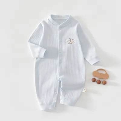 Kids Baby Fashion Cute Printed Long-Sleeve Cotton Jumpsuit Neutral Single-Breasted