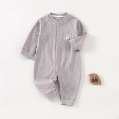 Kids Baby Fashion Cute Printed Long-Sleeve Cotton Jumpsuit Neutral Single-Breasted