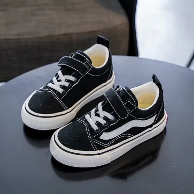 Kids Boys Girls Spring Autumn Plaid Canvas High Top Velcro Sneakers