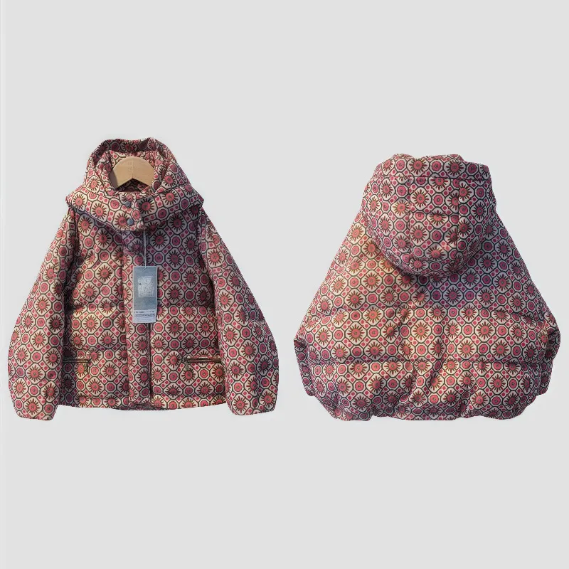 Kids Boys And Girls Fashion Autumn Winter Printed Thickened Cotton Padded Jacket Polyester Fill Zip Closure