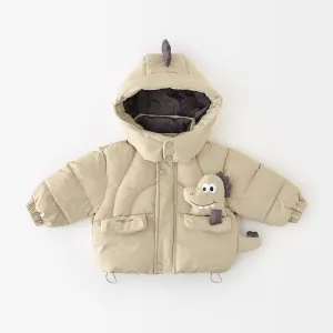 Kids Baby Boys And Girls Fashion Cartoon Winter Thickened Windproof Long-Sleeve Hoodies Coat