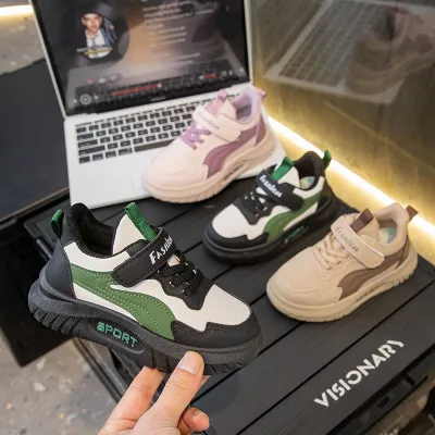 Kids Boys And Girls Fashion Casual Spring And Autumn Soft-Soled Non-Slip Velcro Sneakers