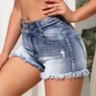 Women Fashion Rick High Waist Denim Shorts