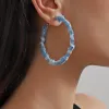 Exaggerated Denim Earrings Blue1
