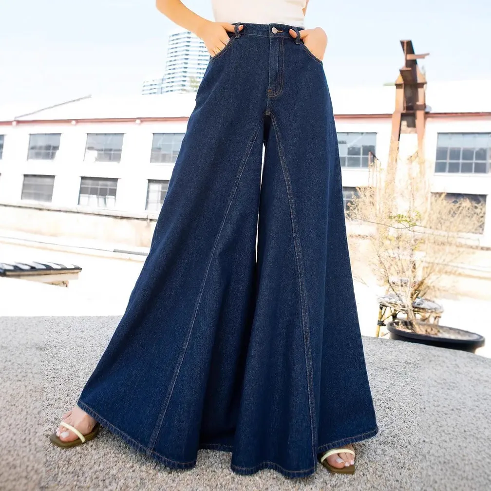 Women Fashion Elegant Simple Wide Leg Stretch Jeans