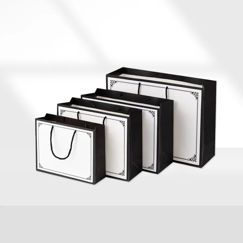 Fashion Black White Kraft Paper Shopping Bag