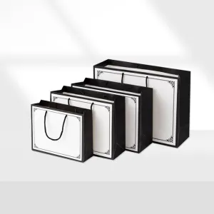 Fashion Black White Kraft Paper Shopping Bag