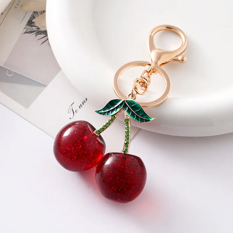Fashion Creative Cherry Bag Pendant Resin Keychain