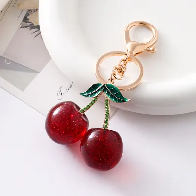 Fashion Creative Cherry Bag Pendant Resin Keychain
