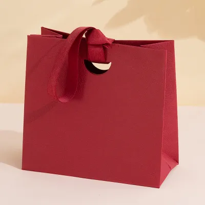 Fashion Simple Solid Color Paper Jewelry Shopping Bags