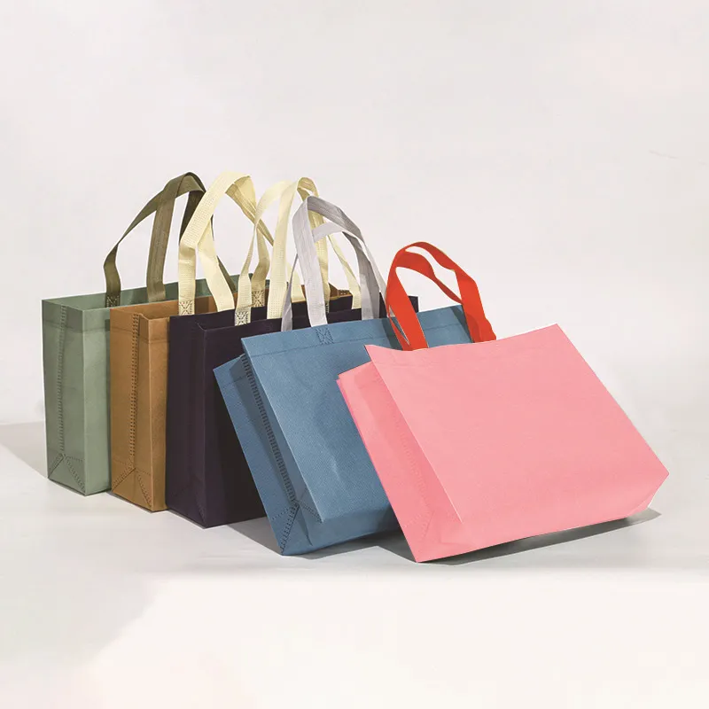 Fashion Solid Color Non-Woven Clothing Shopping Bag 10pcs/Pack