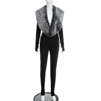 Women Fashion Sexy Plush Long Sleeve Jumpsuits