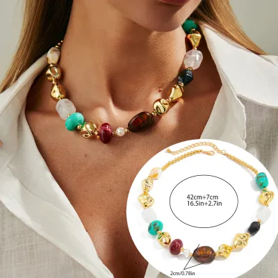 Women's Fashion Boho Beaded Resin Necklace With Drop Shape