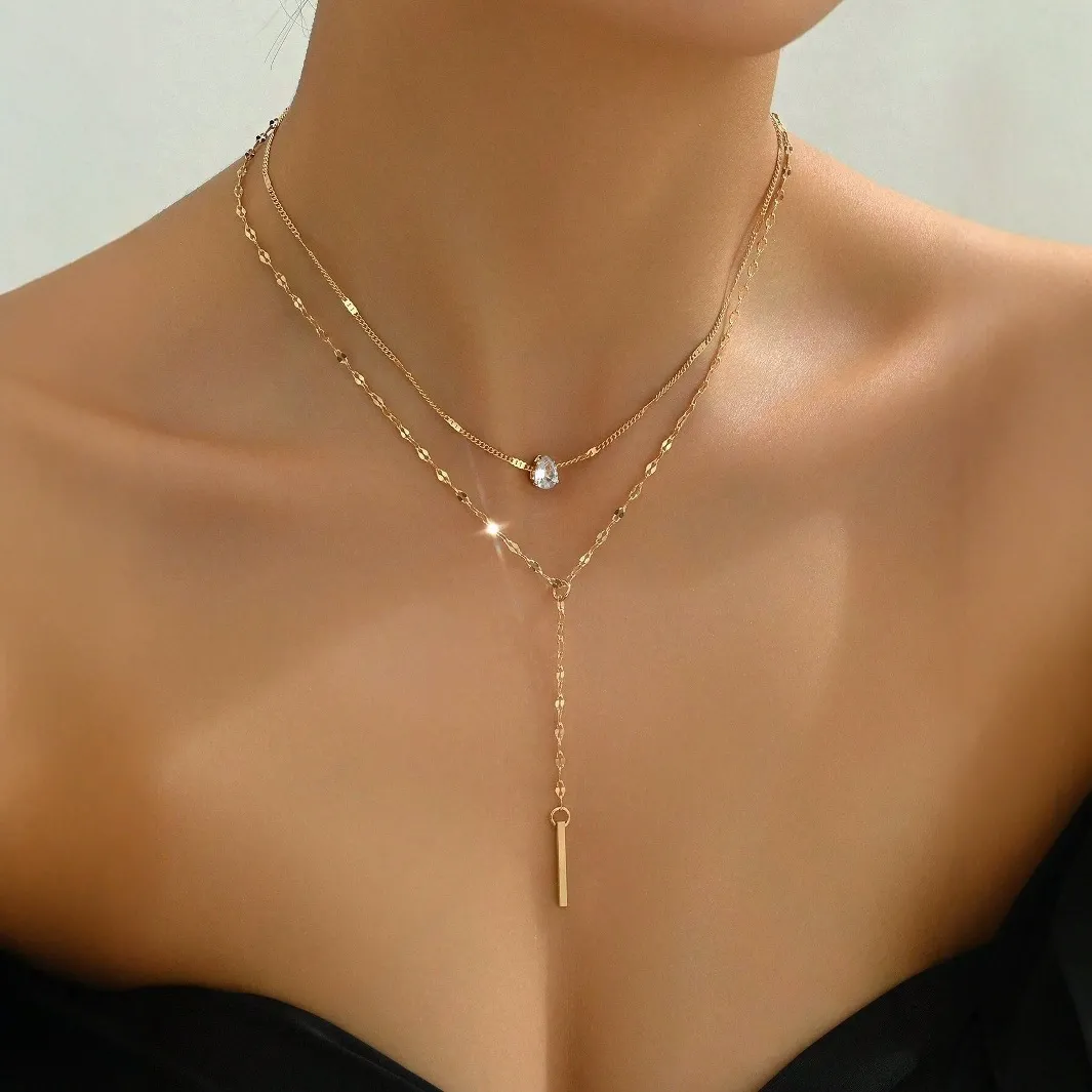 Women Fashion Y-Shaped Multi-Layer Tassel Necklace