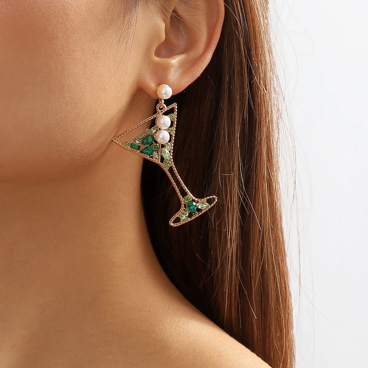 Women Fashion Geometric Rhinestone Earrings
