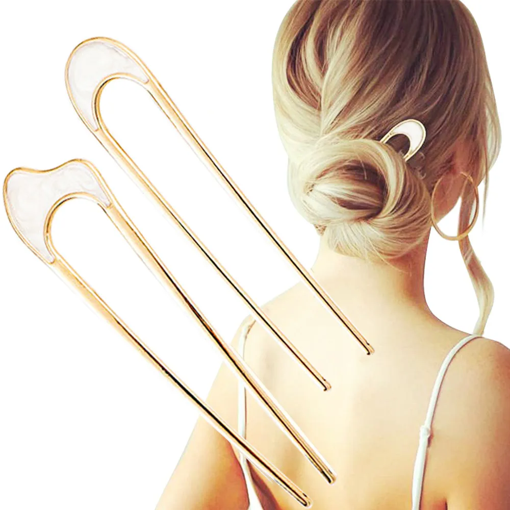 Women Fashion Simple U-Shaped Alloy Hairpin