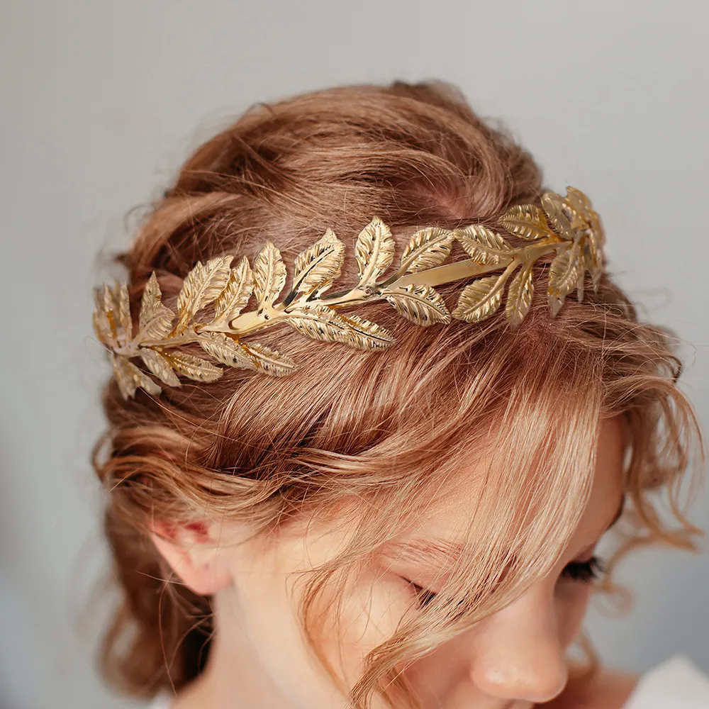 Women Fashion Retro Baroque Gold Leaves Headband