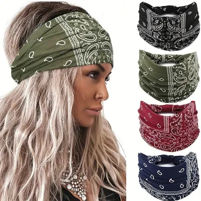 Women Fashion Casual Boho Cashew Printed Yoga Sport Knot Headband