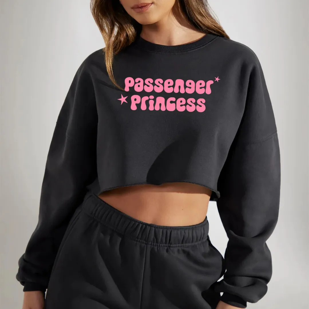 Street Women Alphabet Print Crop Top Pullover Sweatshirt