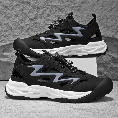 Men Fashion Casual Round Toe Breathable Hollow Non-Slip Thick Sole Sneakers