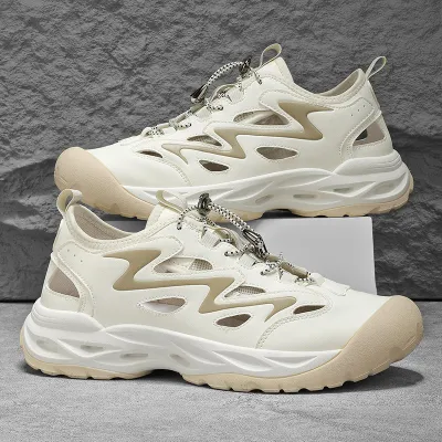 Men Fashion Casual Round Toe Breathable Hollow Non-Slip Thick Sole Sneakers