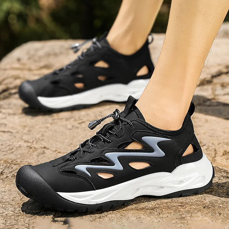 Men Fashion Casual Round Toe Breathable Hollow Non-Slip Thick Sole Sneakers