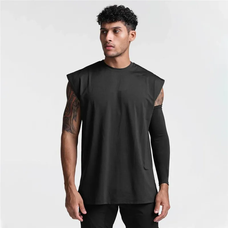 Men Solid Color Sleeveless Loose Quick-Drying Polyester Vest