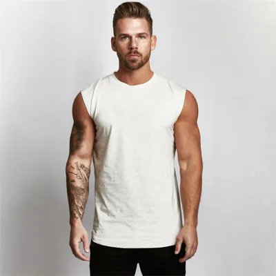 Men Fashion Simple Solid Color Cotton Sleeveless Tank Top