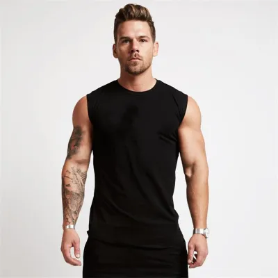 Men Fashion Simple Solid Color Cotton Sleeveless Tank Top