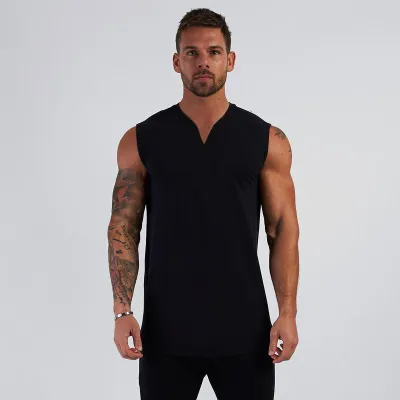 Men Fashion Simple Solid Color V-Neck Sleeveless Vest