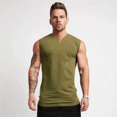 Men Fashion Simple Solid Color V-Neck Sleeveless Vest
