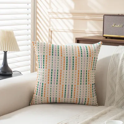 Boho Morocco Multicolor Yarn-Dyed Stripe Sofa Pillow Case for Living Room