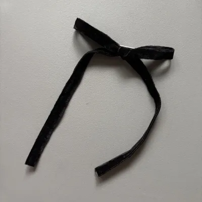 Vintage Black Velvet Hair Bow Rubber Band Clip - Fresh And Sweet High Elasticity