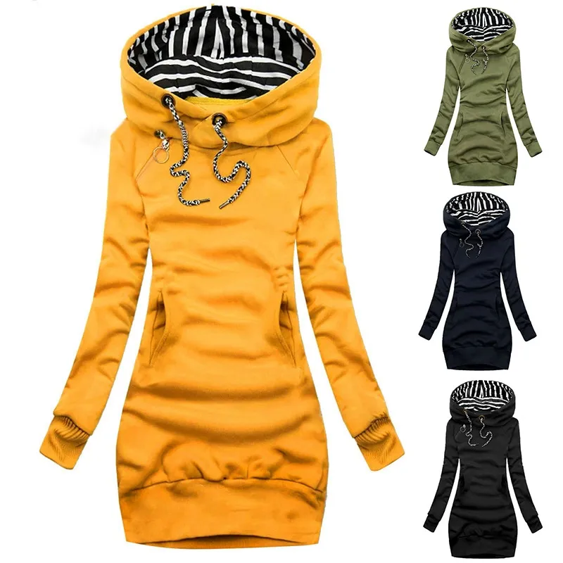 Women Slim-Fit Casual Hoodie Mid-Length Autumn Winter