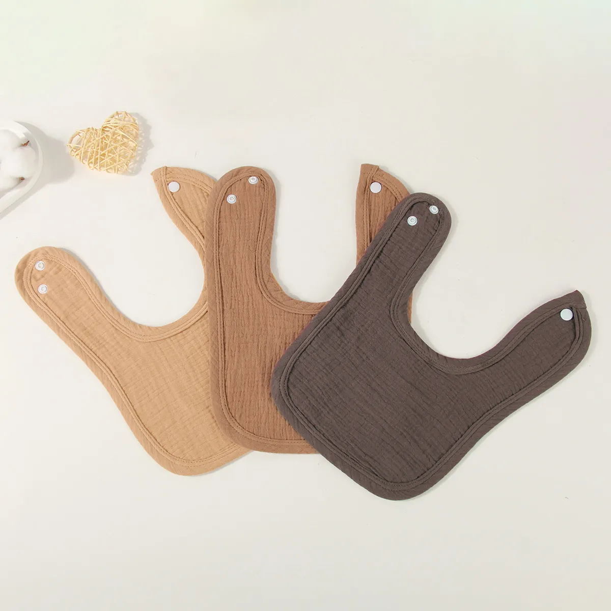 Kids Baby Simple Solid Color Cotton 4-Layer U Bib