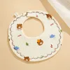 Round Six-Layer Bib-Orange Bear