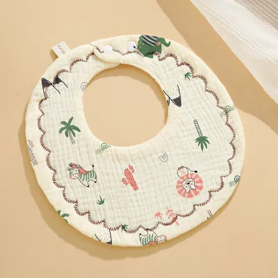 Kids Baby Fashion Cartoon Cute Cotton Printed Bib Neutral Toddler Feeding