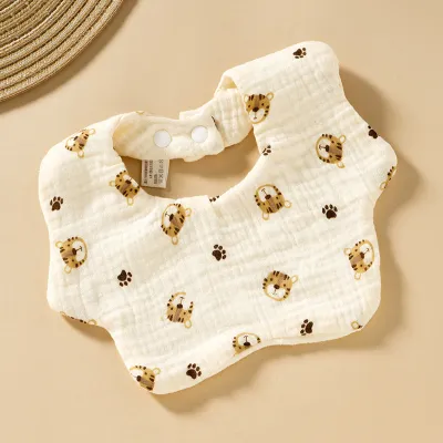 Kids Baby Fashion Cartoon Cute Cotton Printed Bib Neutral Toddler Feeding