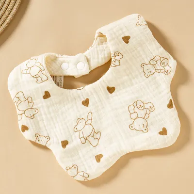 Kids Baby Fashion Cartoon Cute Cotton Printed Bib Neutral Toddler Feeding