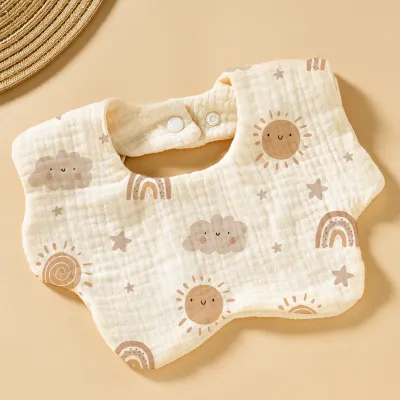 Kids Baby Fashion Cartoon Cute Cotton Printed Bib Neutral Toddler Feeding