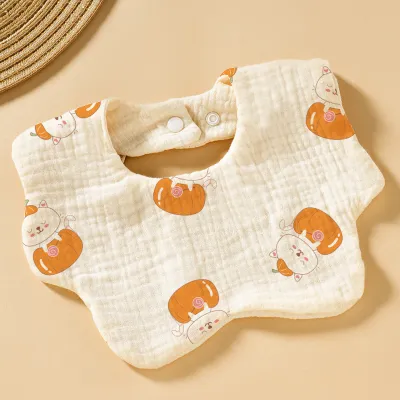 Kids Baby Fashion Cartoon Cute Cotton Printed Bib Neutral Toddler Feeding