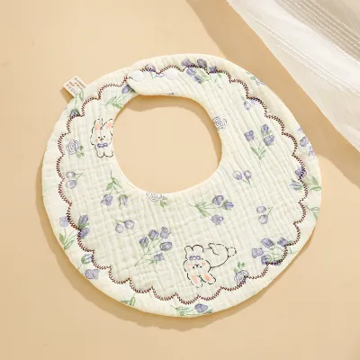 Kids Baby Fashion Cartoon Cute Cotton Printed Bib Neutral Toddler Feeding