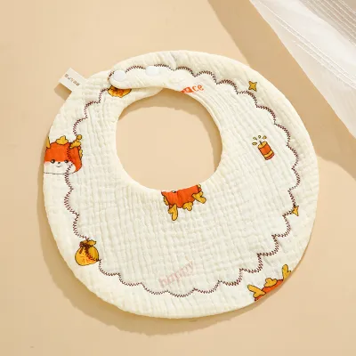 Kids Baby Fashion Cartoon Cute Cotton Printed Bib Neutral Toddler Feeding