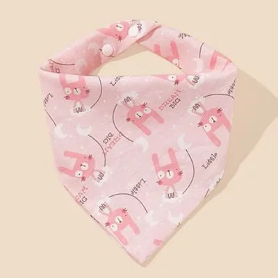 Kids Baby Fashion Cute Pure Cotton Cartoon Printed Triangle Bib