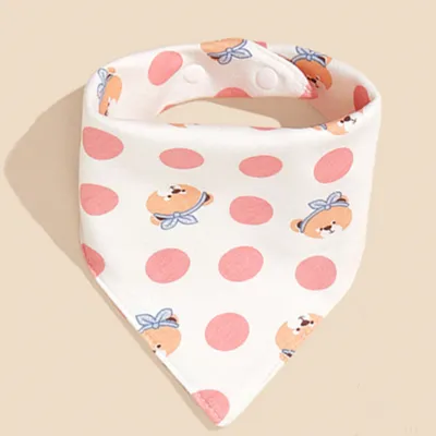 Kids Baby Fashion Cute Pure Cotton Cartoon Printed Triangle Bib